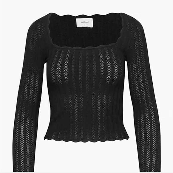 NWT Aritzia Wilfred Parcel Sweater Top Large Long Sleeve Whimsigoth Goth Black - Picture 4 of 9
